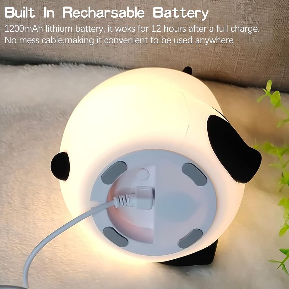 🐼 Panda LED Night Light – USB Rechargeable, 7 Colors, Soft Silicone Bedside Lamp