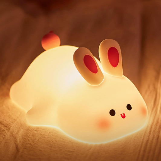 🐰 Cute Bunny LED Night Lamp – Soft Silicone, Rechargeable & Kids-Friendly