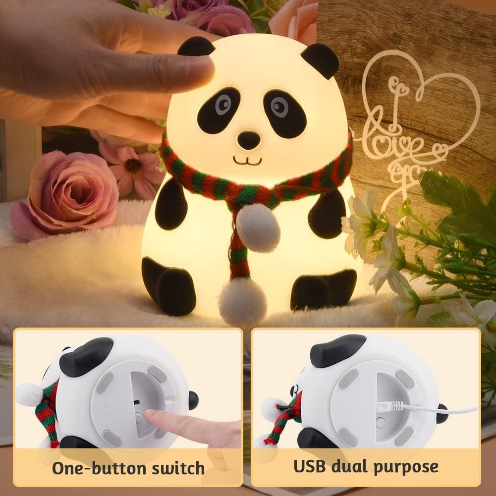 🐼 Panda LED Night Light – USB Rechargeable, 7 Colors, Soft Silicone Bedside Lamp