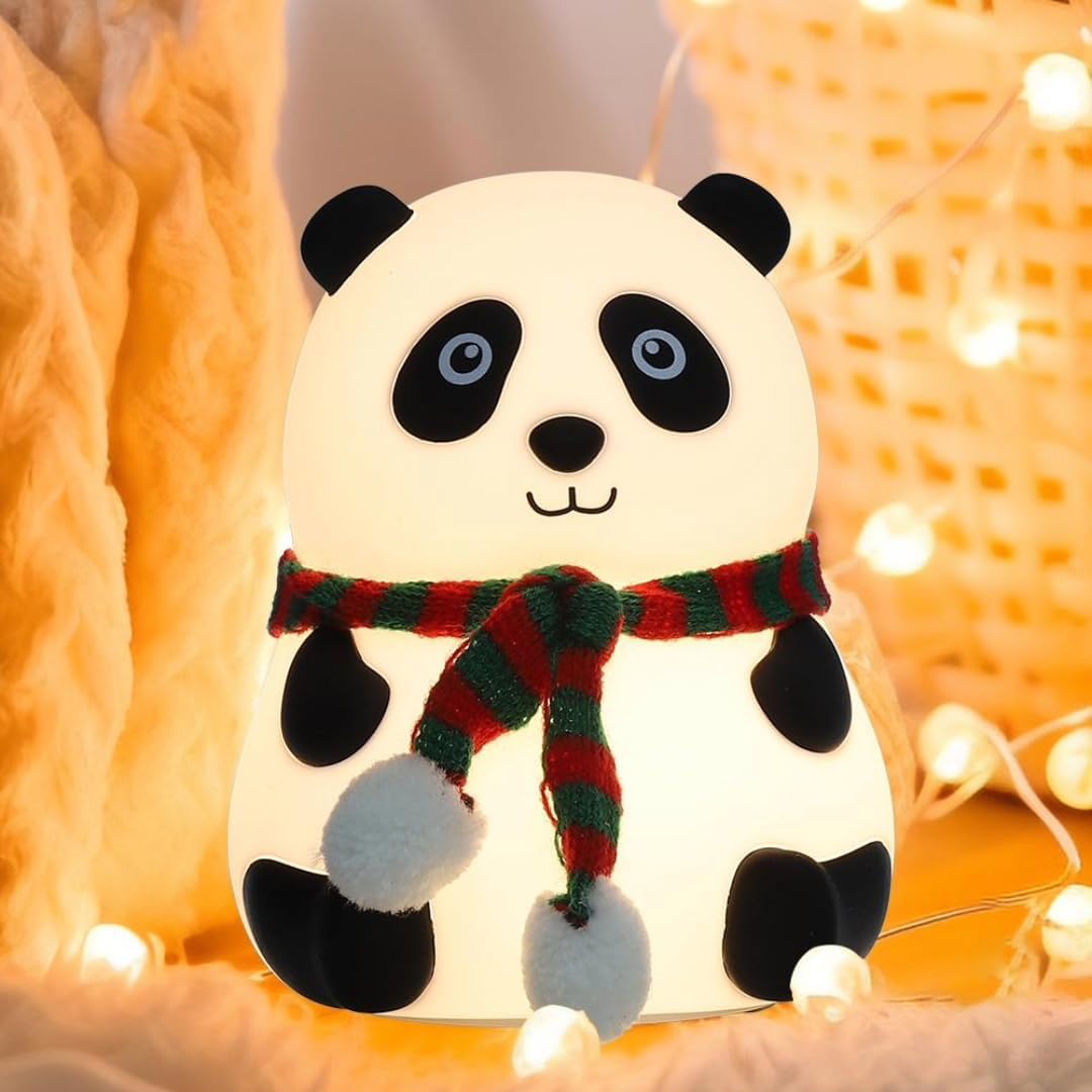 🐼 Panda LED Night Light – USB Rechargeable, 7 Colors, Soft Silicone Bedside Lamp