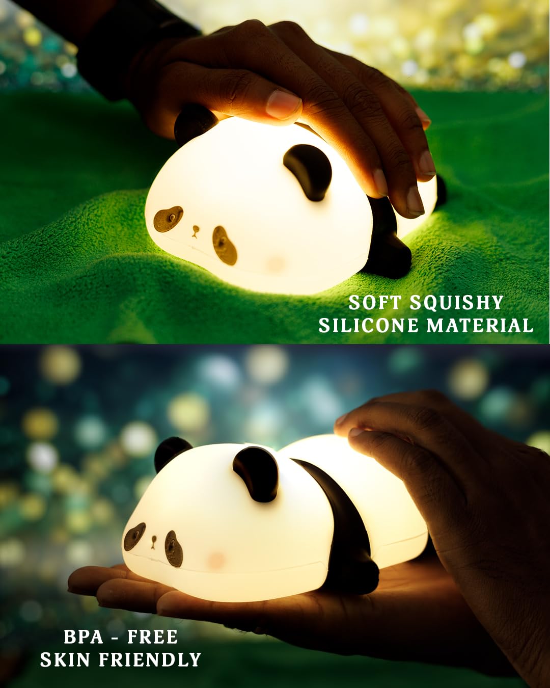 🐼 Sleeping Panda LED Night Lamp – Soft Silicone, Squishy & Rechargeable