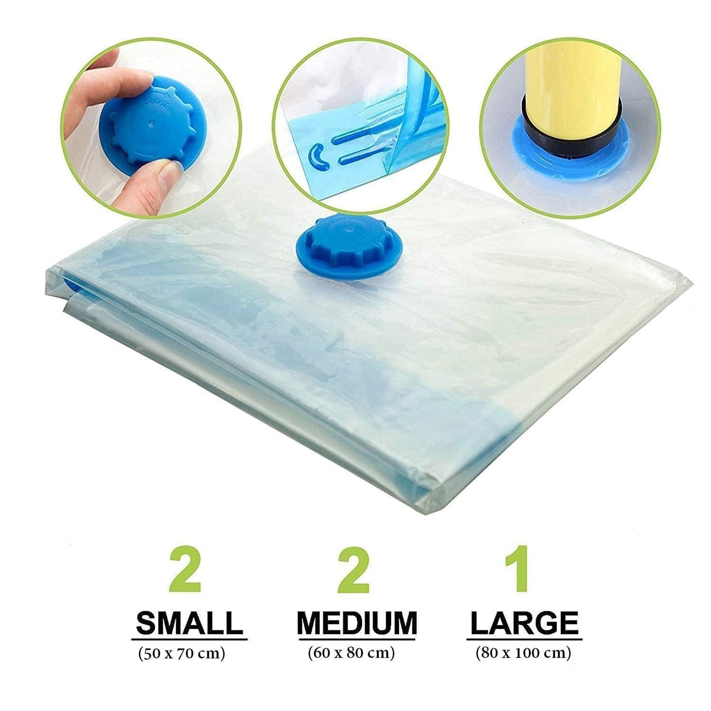 Vacuum Storage Bags with Hand Pump for Clothes & Bedding - 80% Space Reduction