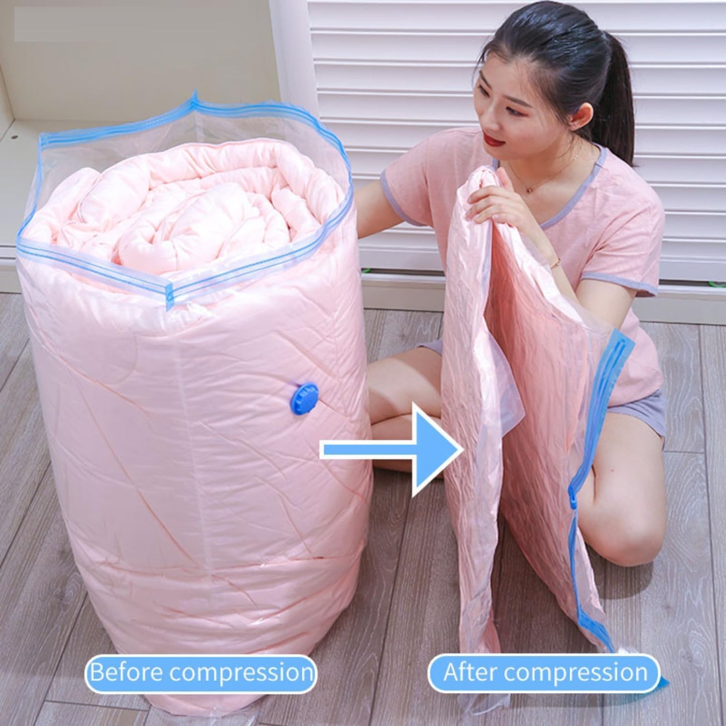Vacuum Storage Bags with Hand Pump for Clothes & Bedding - 80% Space Reduction