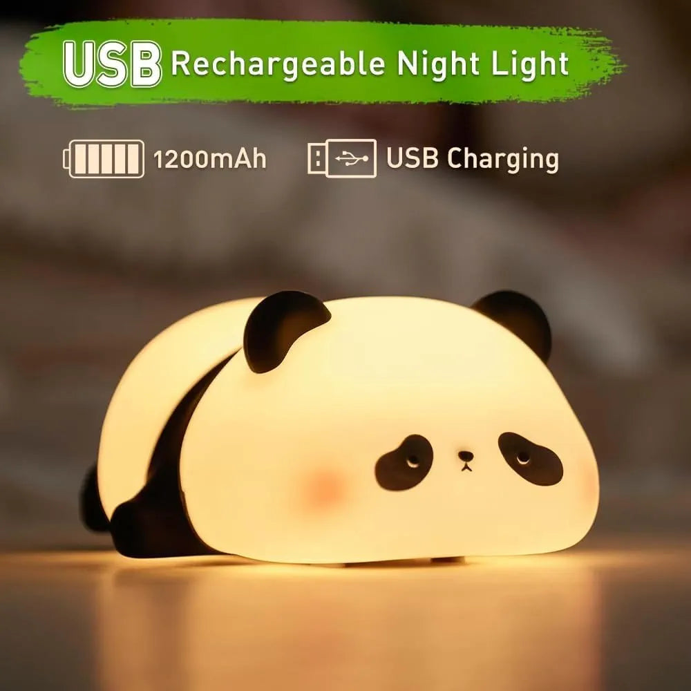 🐼 Sleeping Panda LED Night Lamp – Soft Silicone, Squishy & Rechargeable